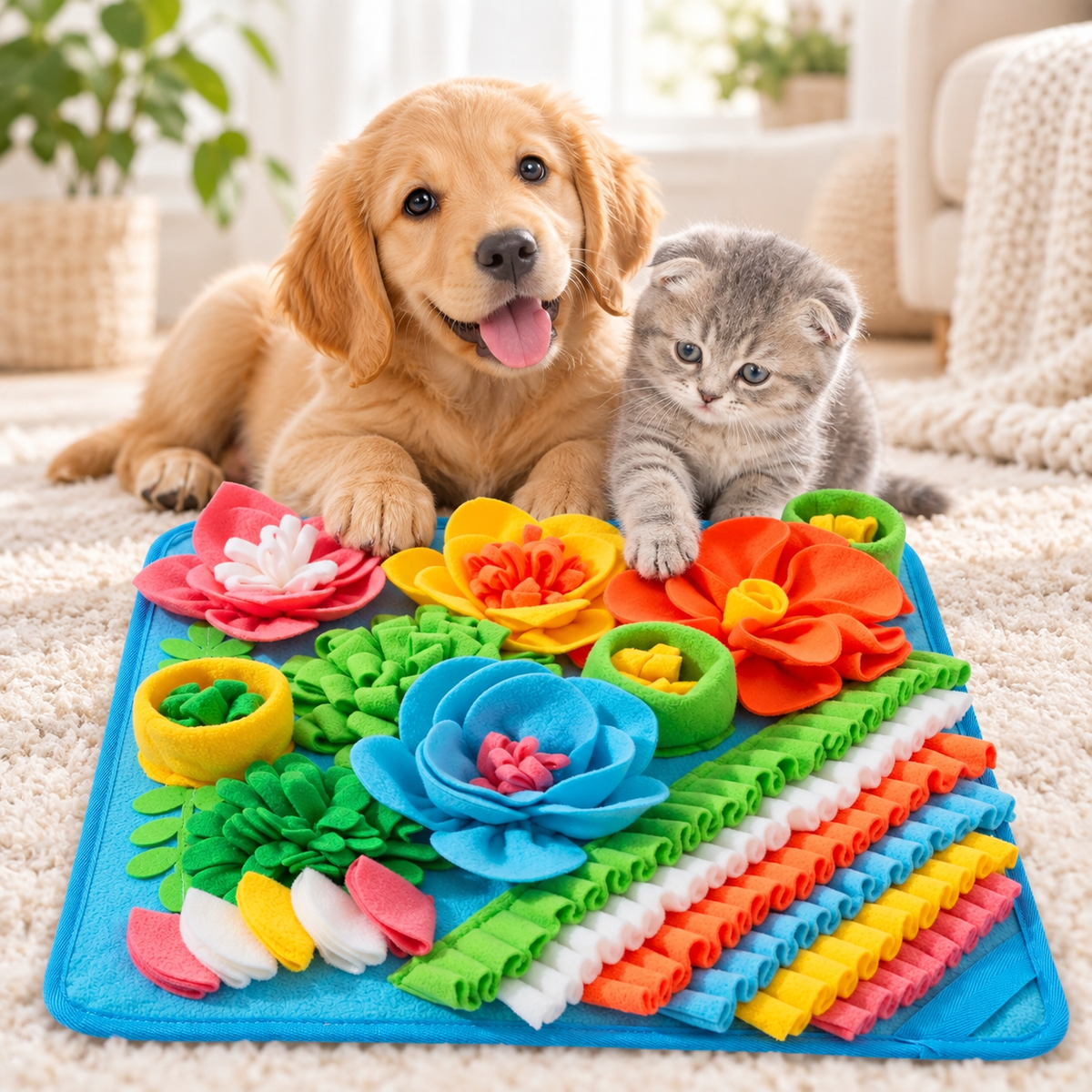 Interactive Dog Snuffle Mat for Slow Feeding & Nose Work
