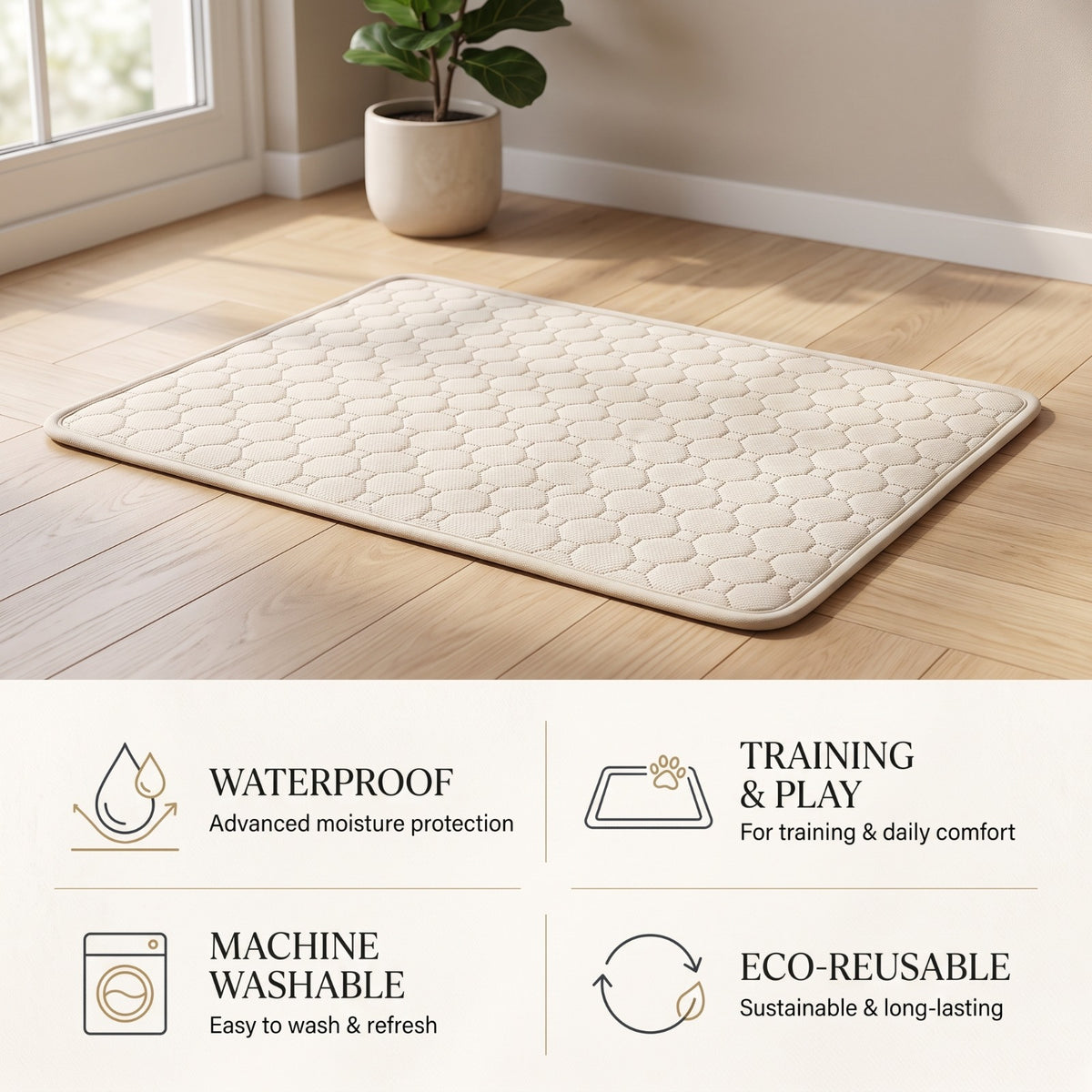 Washable Reusable Dog Training Pad with Waterproof Barrier