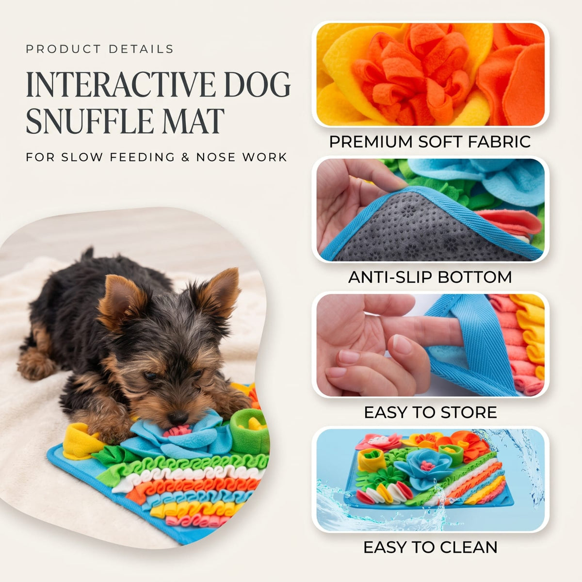 Interactive Dog Snuffle Mat for Slow Feeding & Nose Work