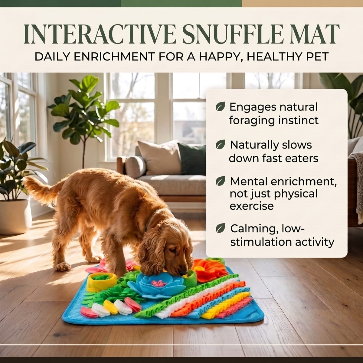 Interactive Dog Snuffle Mat for Slow Feeding & Nose Work
