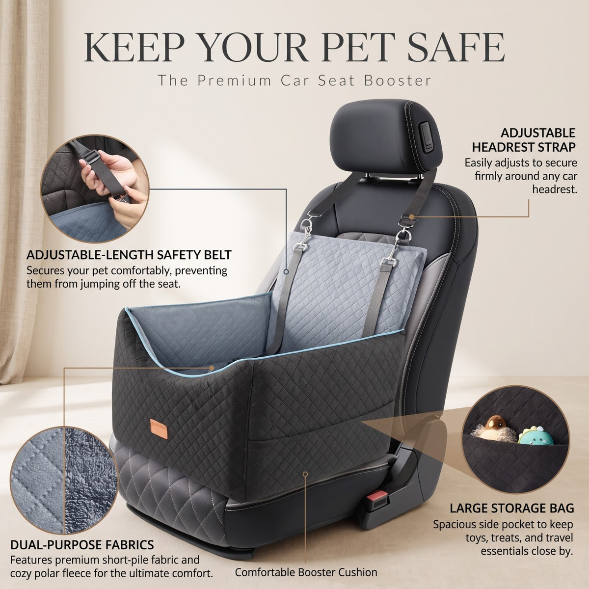 2-in-1 Pet Travel Booster & Comfort Seat