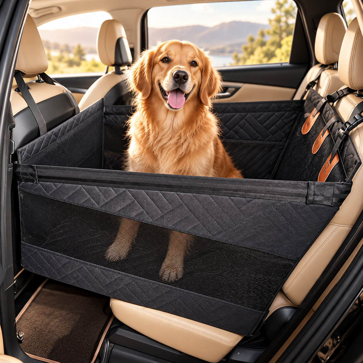 Premium Pet Backseat Travel Hammock &amp; Seat Protector