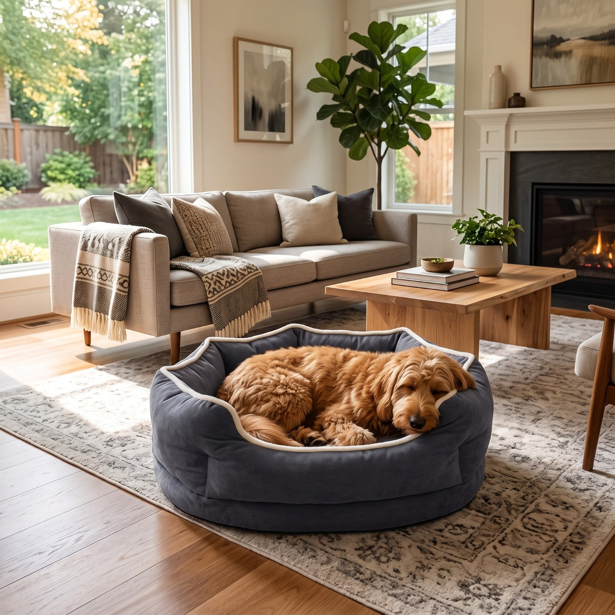 Bolstered Memory-Foam Pet Sofa Bed for Dogs &amp; Cats