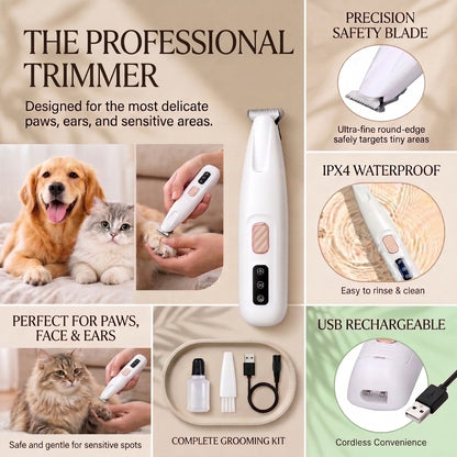 Rechargeable Pet Paw &amp; Face Hair Trimmer with LED Light