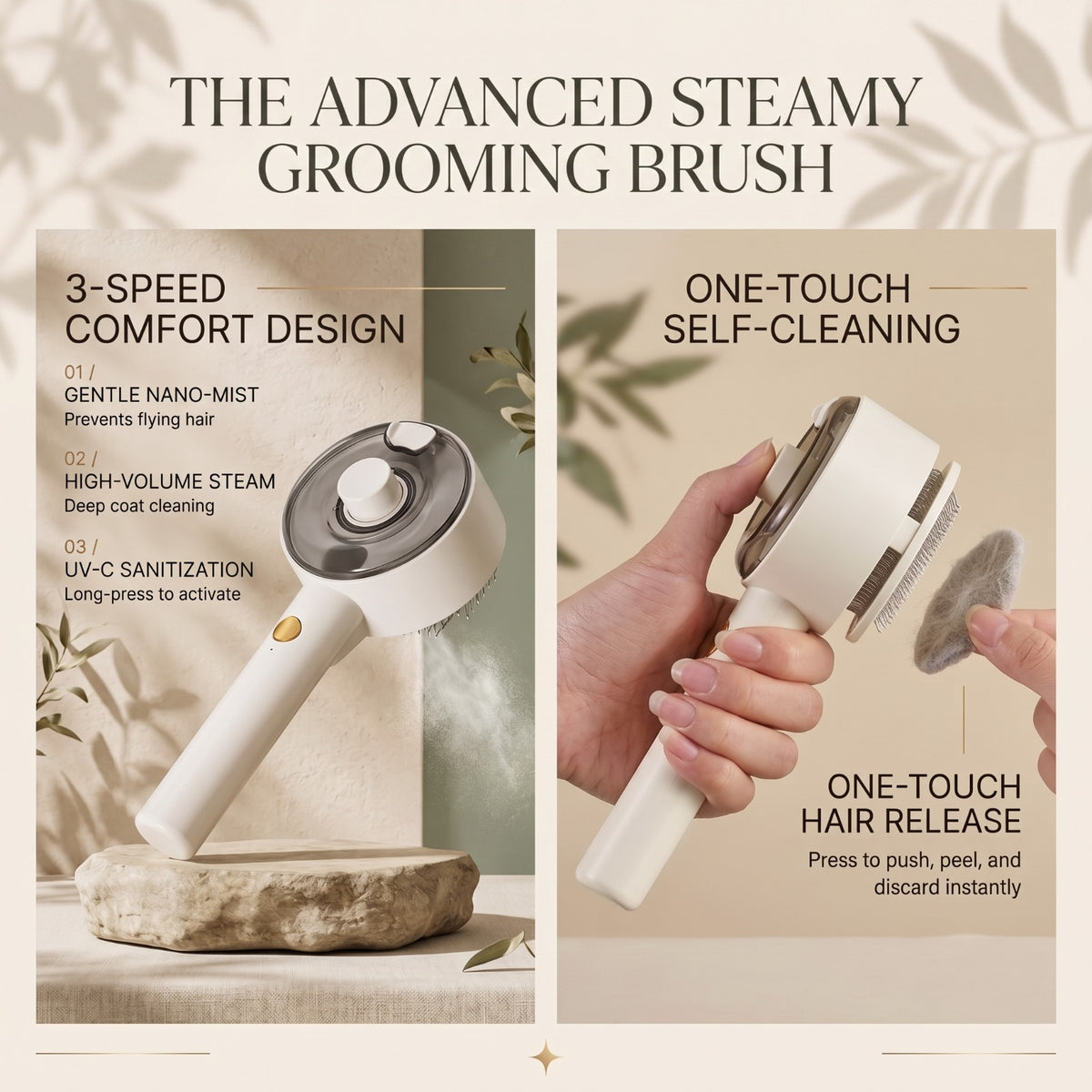 Rechargeable Self-Cleaning Mist Grooming Brush for Dogs &amp; Cats