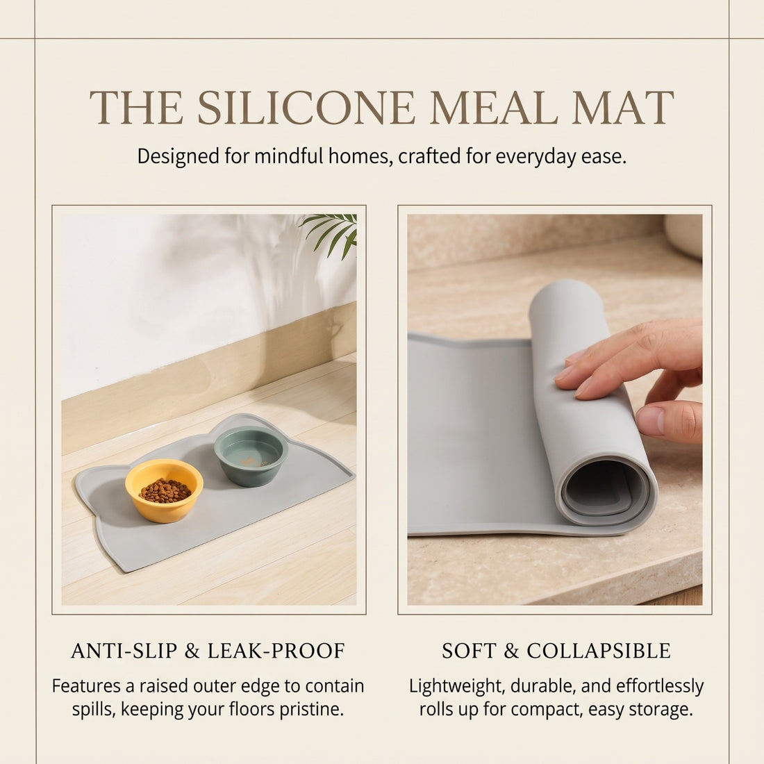 Silicone Pet Feeding Mat with Raised Spill Edge