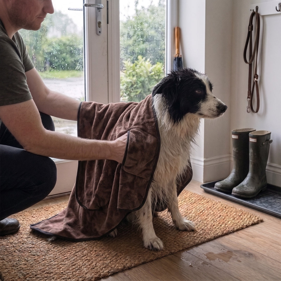 Quick-Dry Pet Bath Towel with Hand Pockets