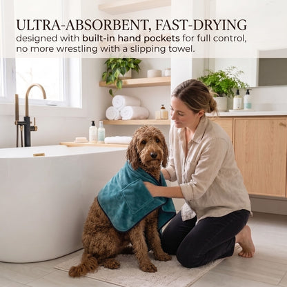 Quick-Dry Pet Bath Towel with Hand Pockets